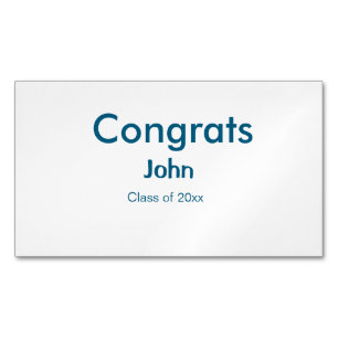 grad boy add name congrats date year text Magnetic business card