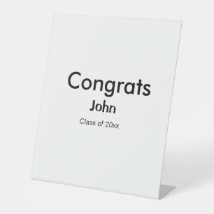 grad boy add name congrats date year text pedestal sign