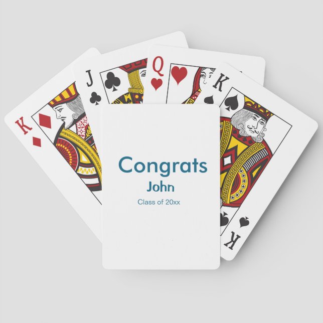 grad boy add name congrats date year text playing cards (Back)