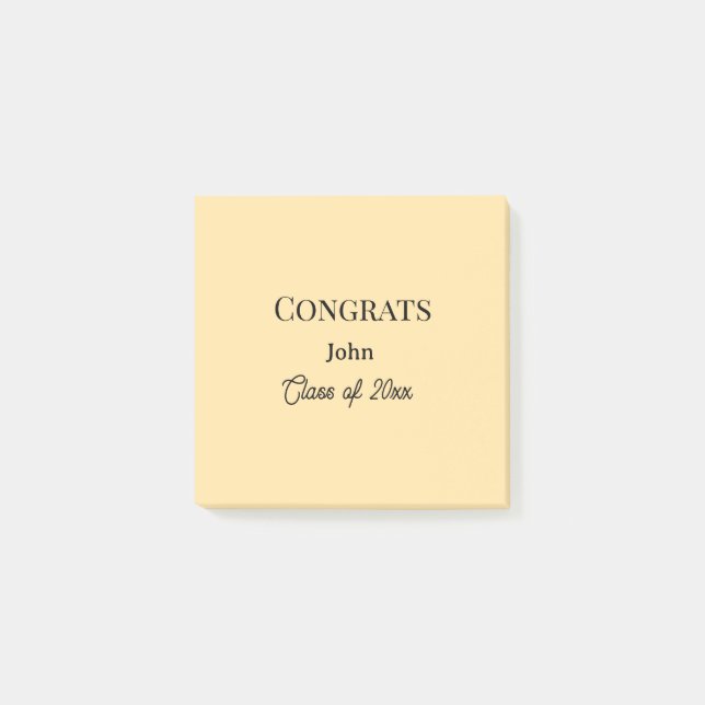 grad boy add name congrats date year text post-it notes (Front)