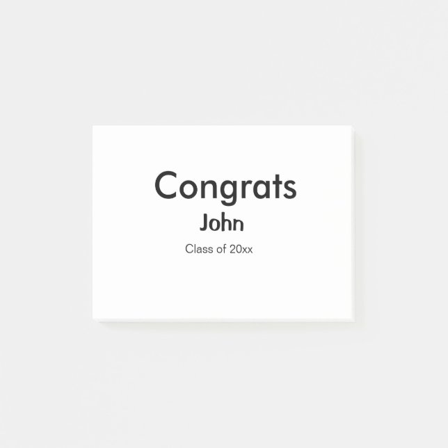 grad boy add name congrats date year text post-it notes (Front)