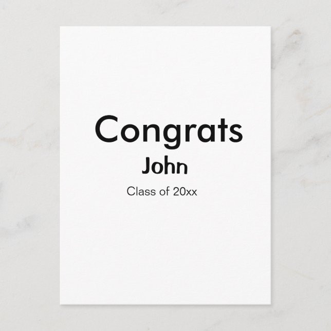grad boy add name congrats date year text postcard (Front)