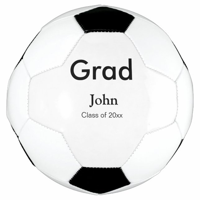 grad boy add name congrats date year text soccer ball (Front)