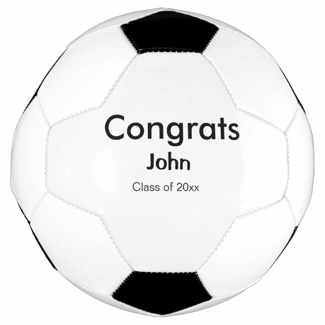 grad boy add name congrats date year text soccer ball (Front)