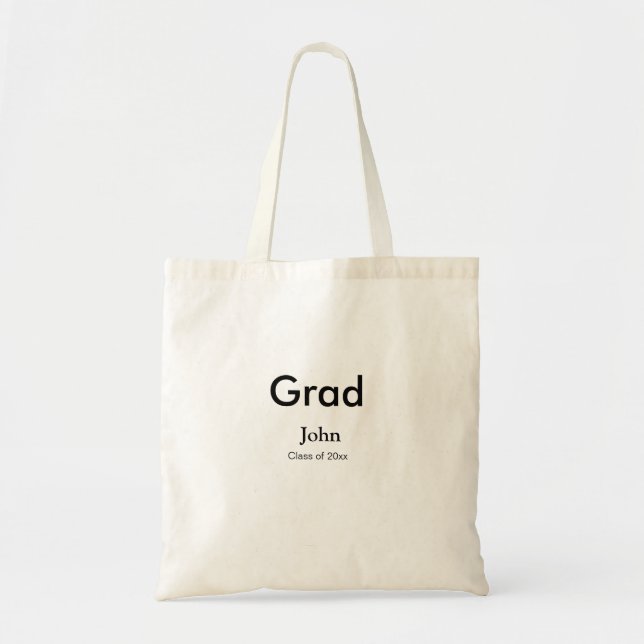 grad boy add name congrats date year text tote bag (Front)