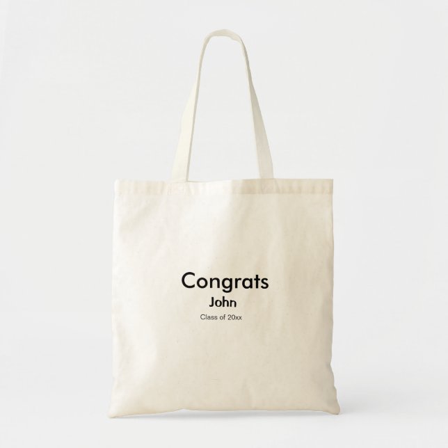 grad boy add name congrats date year text tote bag (Front)