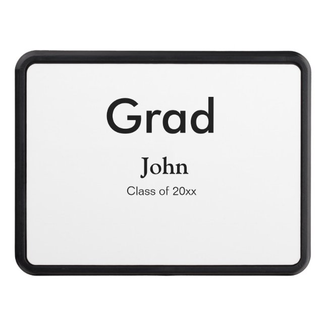 grad boy add name congrats date year text trailer hitch cover (Front)