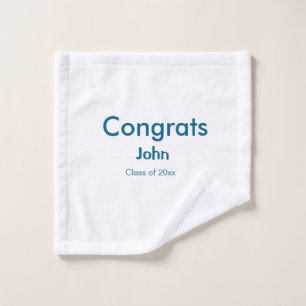 grad boy add name congrats date year text wash cloth
