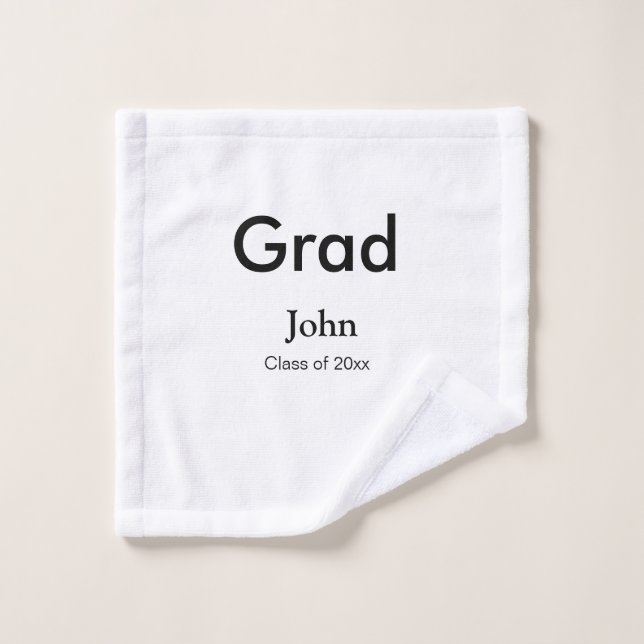grad boy add name congrats date year text wash cloth (Wash Cloth)