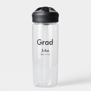 grad boy add name congrats date year text water bottle