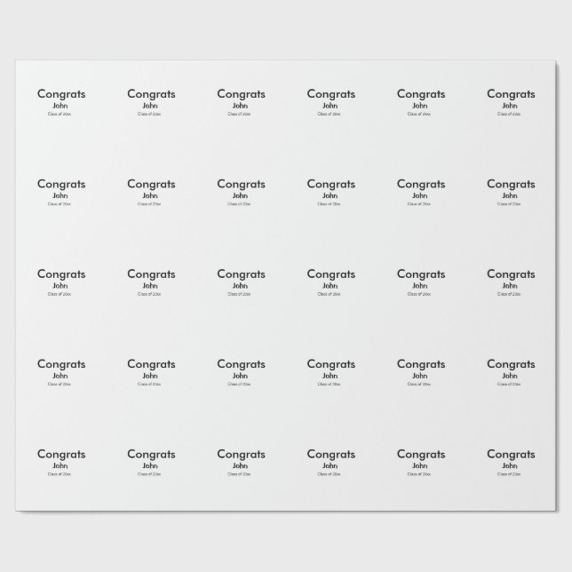 grad boy add name congrats date year text wrapping paper (Flat)