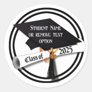 Grad Cap and Diploma 2025 Graduation Classic Round Sticker