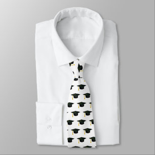 Grad Cap and Gold Tassel Graduation Tie