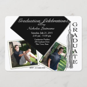 Grad Cap and Tassel with Photos Invitation