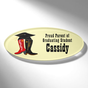 Grad Cap Cowboy Boots Graduation  Name Tag