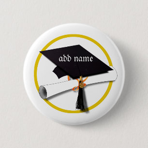Grad Cap & Diploma 2 Inch Round Button