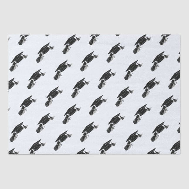 Grad Cap Diploma (Black) Graduation Tissue Paper (Front)