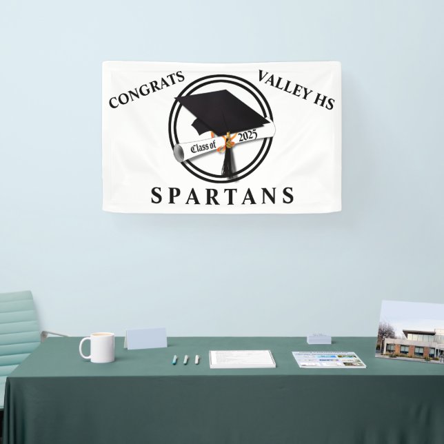 Grad Cap Diploma Circle Class of 2025 Banner (Tradeshow)