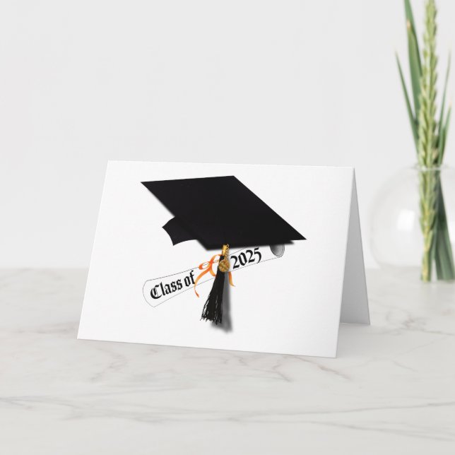 Grad Cap Diploma Class of 2025 Card (Front)
