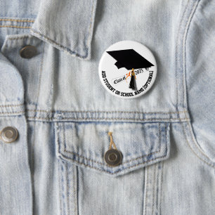 Grad Cap Diploma Class of 2025 Graduation 2 Inch Round Button