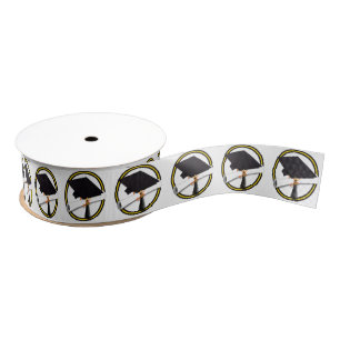 Grad Cap & Diploma - Gold and Black School Colours Grosgrain Ribbon