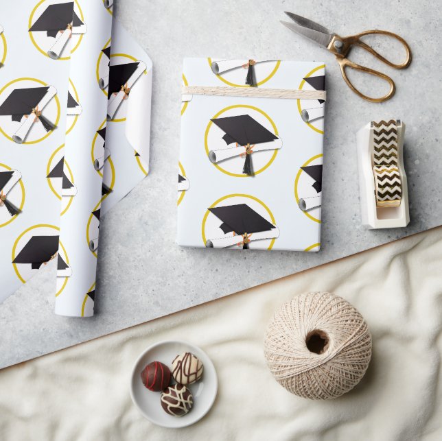 Grad Cap Diploma Graduation Wrapping Paper (Crafts)