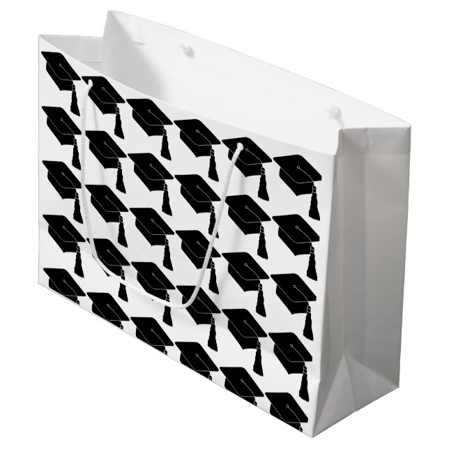 Grad Cap Graduation Large Gift Bag (Front Angled)