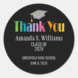 Grad Cap Graduation Thank You Classic Round Sticker