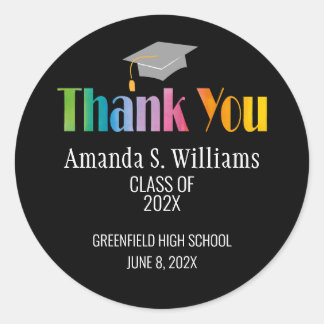 Grad Cap Graduation Thank You Classic Round Sticker