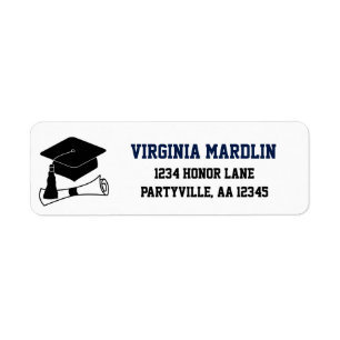 Grad Cap Navy Graduation Address