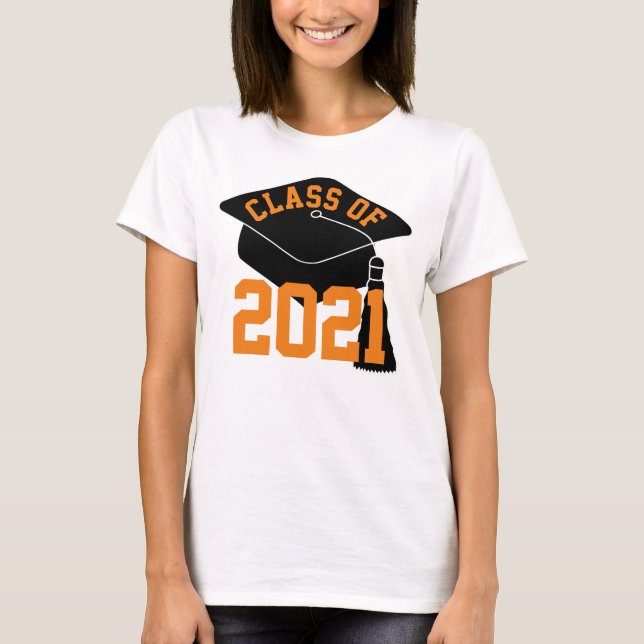 Grad Cap Orange Class of 2024 T-Shirt (Front)