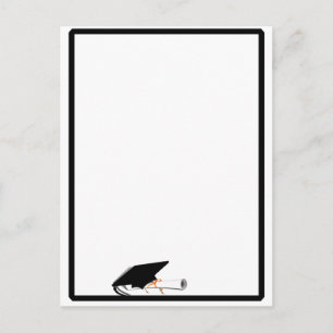 Grad Cap Tilt w/ School Colours Black and White Postcard