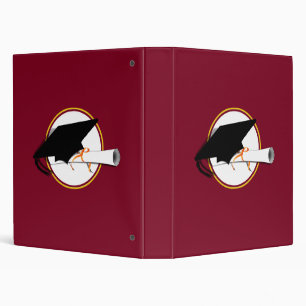 Grad Cap Tilt w/ School Colours Red And Gold Binder