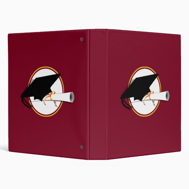 Grad Cap Tilt w/ School Colours Red And Gold Binder (Background)