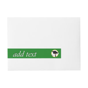 Grad Cap w/Diploma - Green Wraparound Address Label