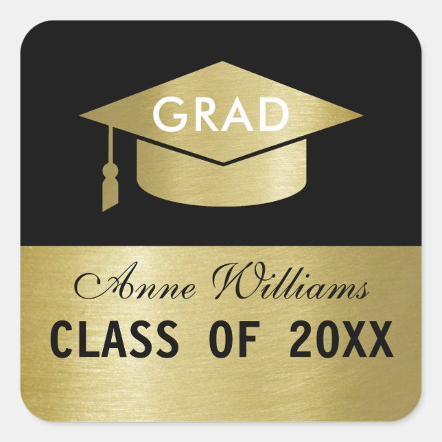 Grad class / graduation postage with name square sticker (Front)