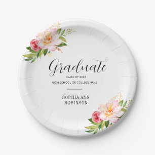 Grad Class of 2023 Floral Graduation Party  Paper Plate