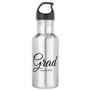 Grad class of 2024 black custom script text 532 ml water bottle