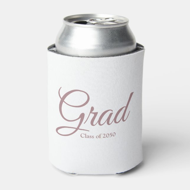 Grad class of 2024 rose gold white custom script can cooler (Can Front)