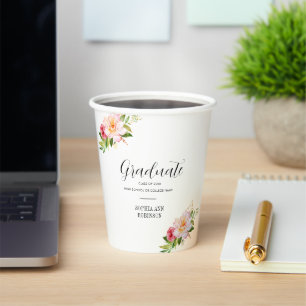 Grad Class of 2025 Floral Graduation Party Paper Cups