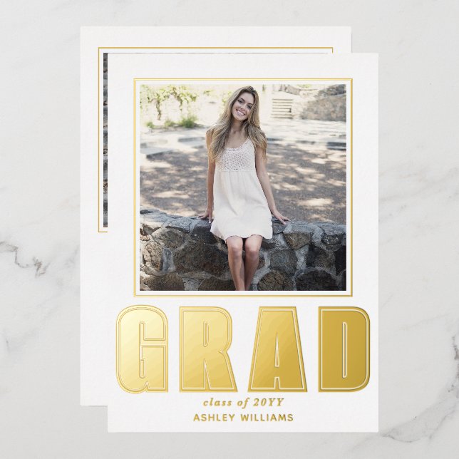 GRAD Class of 2025 graduation white announcement (Front/Back)