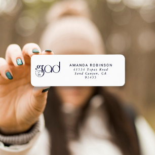 Grad Class of 2026 Navy Typography Return Address