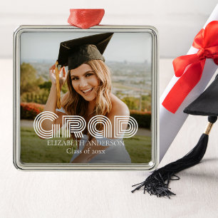 Grad Class of 2026 Script Custom Photo Metal Ornament
