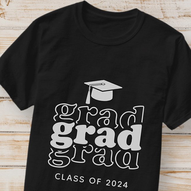Grad Class of 20XX Black & White Modern Graduation T-Shirt (Creator Uploaded)