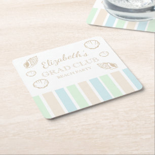Grad Club Beach Party Square Paper Coaster
