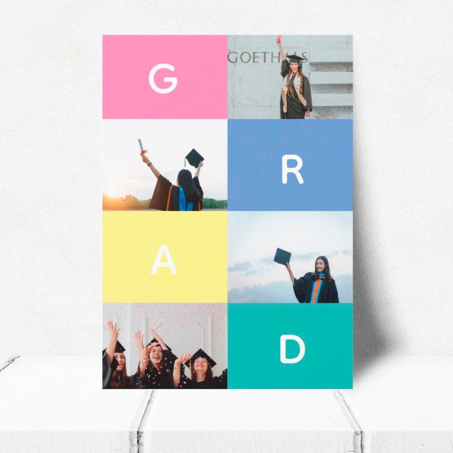 GRAD COLOR BLOCKS MULTI Photo graduation Announcement (Creator Uploaded)
