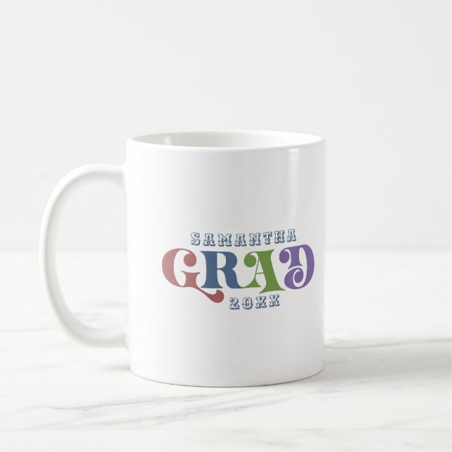 Grad Colourful Retro Typography Coffee Mug (Left)