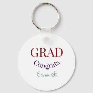 grad congrats mauve purple bold year 20XX graduate Keychain