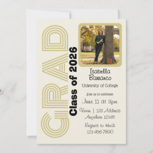 Grad Cream Background Picture Graduation  Invitation