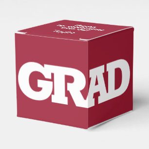 GRAD Crimson and White Graduation Party Favor Box